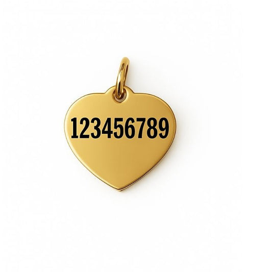Stainless Steel Pet Tag - Heart - Gold