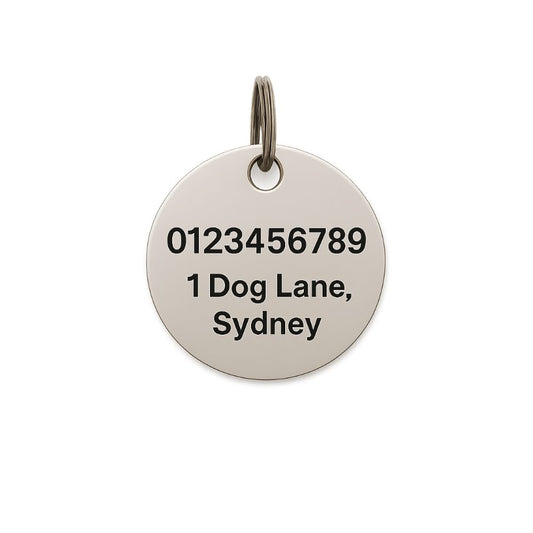 Stainless Steel Pet Tag - Circle - Silver