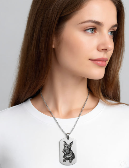 Stainless Steel Pendant with Deep-Engraved Pet Portrait