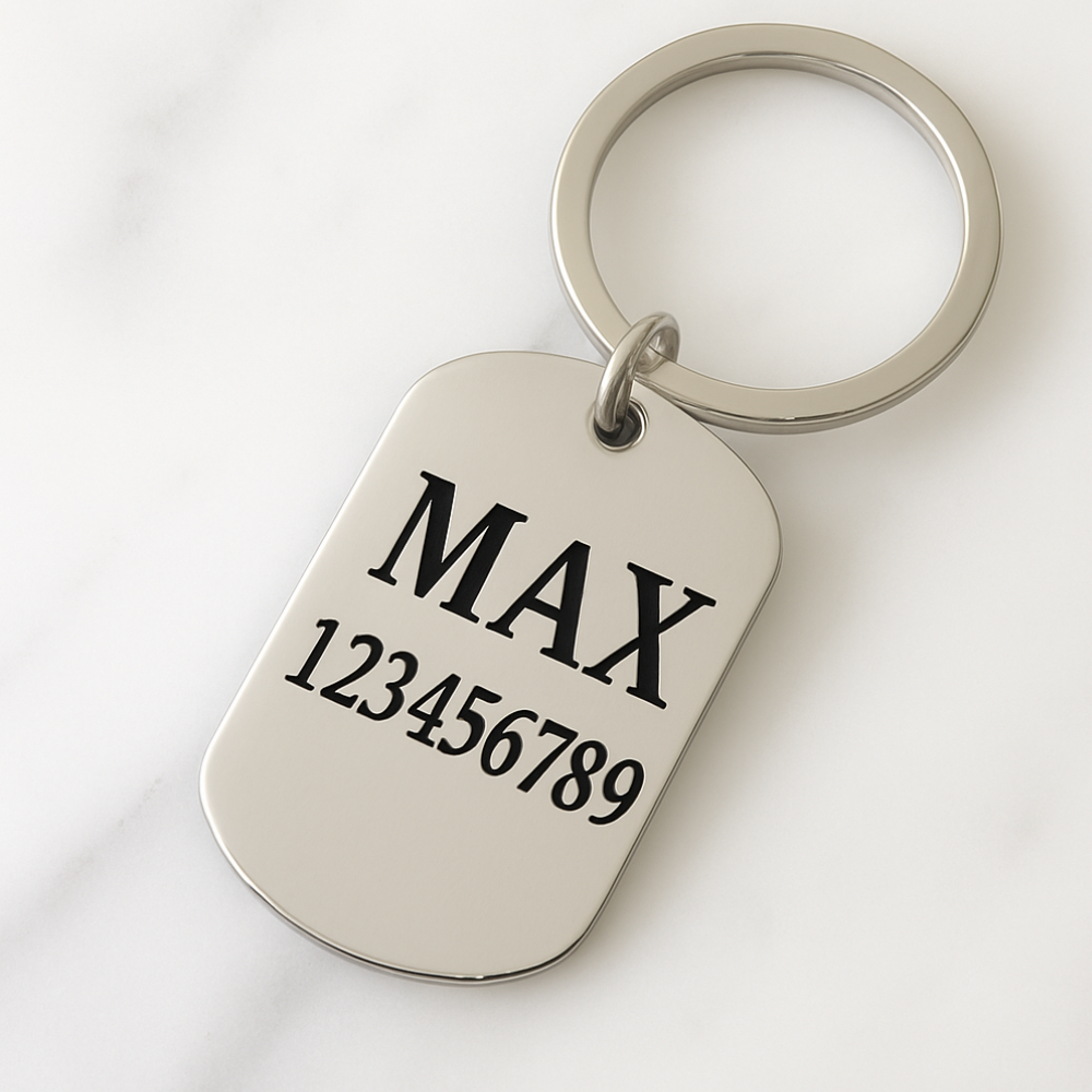 Stainless Steel Keyring with Deep-Engraved Pet Portrait