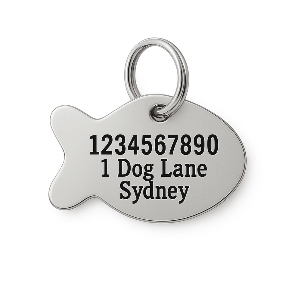 Stainless Steel Pet Tag - Fish - Silver