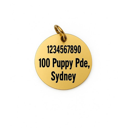 Stainless Steel Pet Tag - Circle - Gold