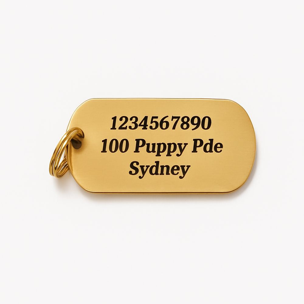 Stainless Steel Pet Tag - Rectangle - Gold