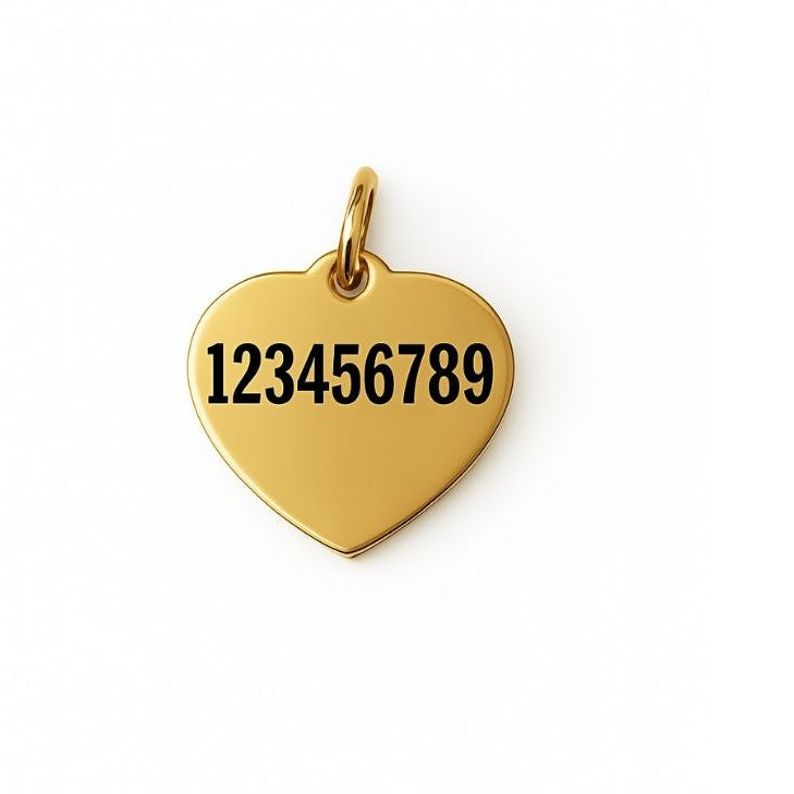 Stainless Steel Pet Tag - Heart - Gold