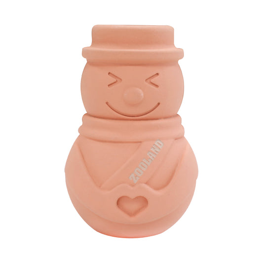 Interactive Dog Treat Dispenser Toy Pink Snowman