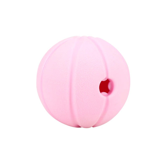 Interactive Dog Treat Dispenser Ball with Built in Squeak Sound - Pink
