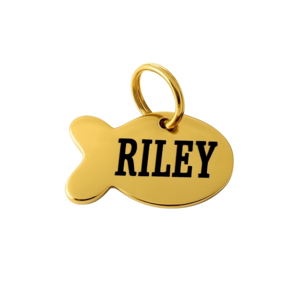 Stainless Steel Pet Tag - Fish - Gold