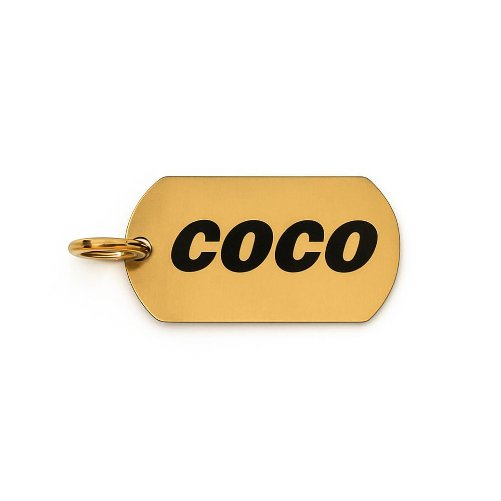 Stainless Steel Pet Tag - Rectangle - Gold