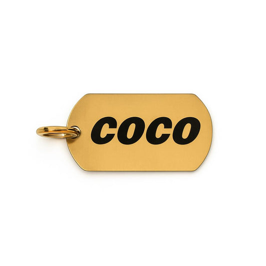 Stainless Steel Pet Tag - Rectangle - Gold