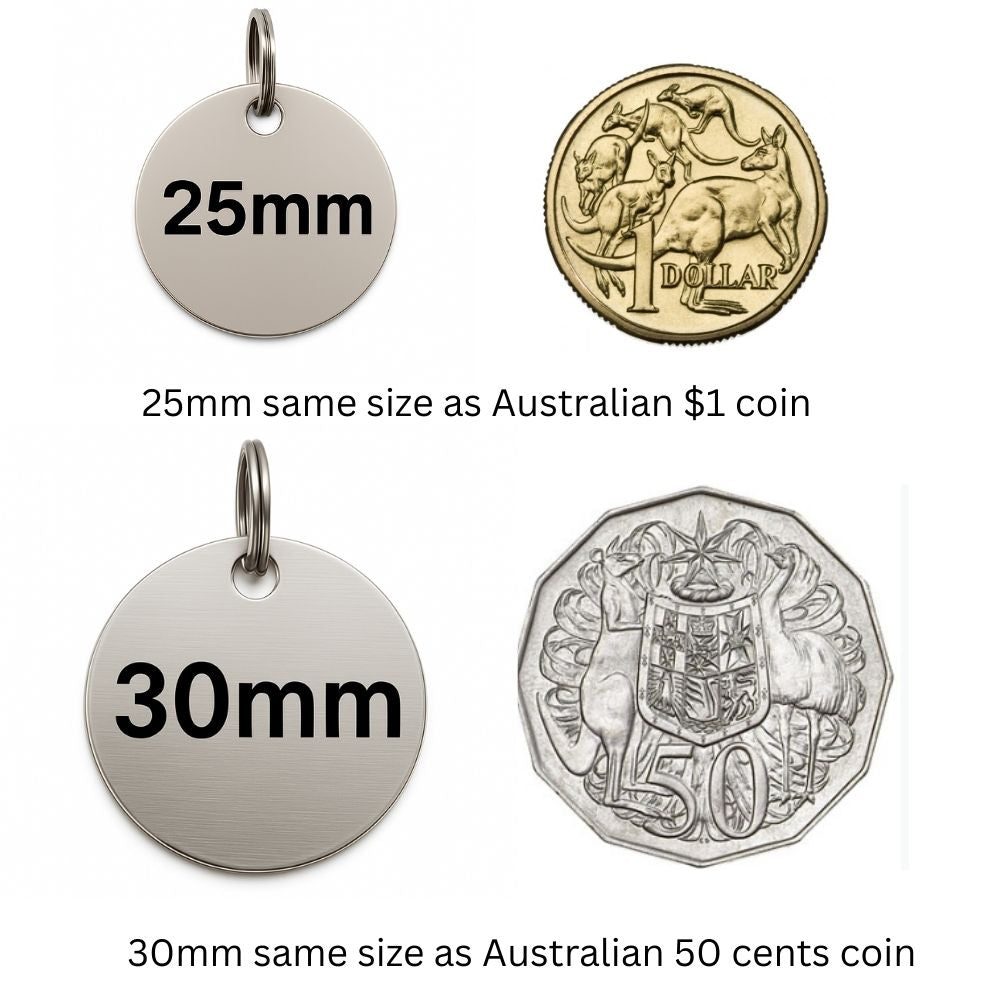Stainless Steel Pet Tag - Circle - Silver